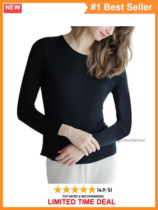 Other - Womens Silk Thermal Underwear Top Soft Long Sleeve Scoop Neck Base Layer